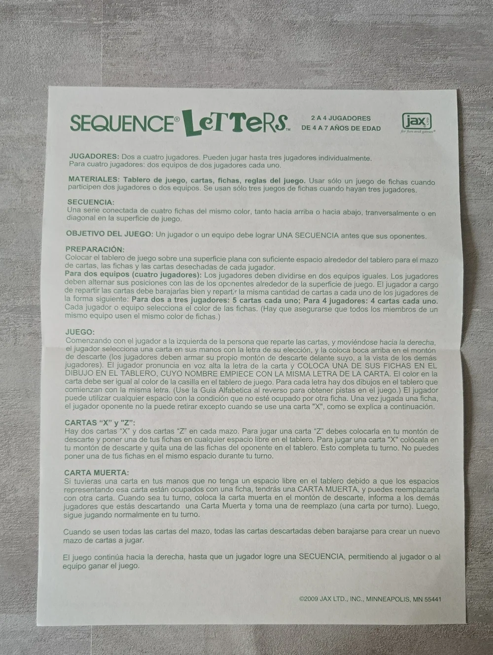 SEQUENCE Letters by Jax - Educational Board Game - Learn Alphabet from A to Z